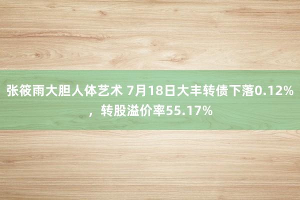 张筱雨大胆人体艺术 7月18日大丰转债下落0.12%，转股溢价率55.17%