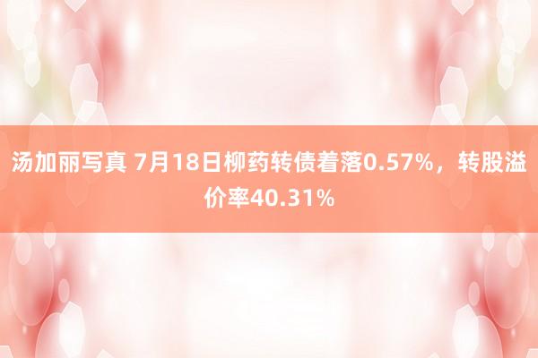 汤加丽写真 7月18日柳药转债着落0.57%，转股溢价率40.31%