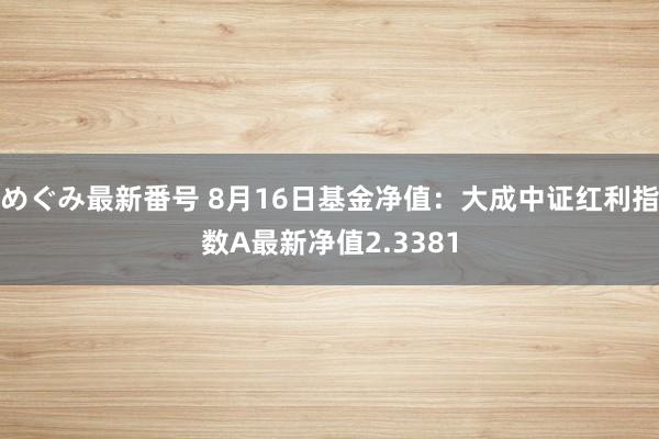 めぐみ最新番号 8月16日基金净值：大成中证红利指数A最新净值2.3381