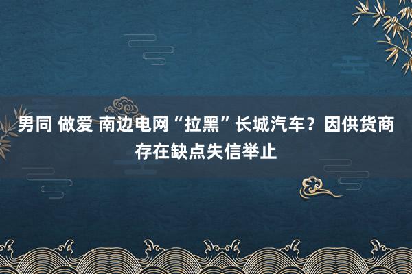 男同 做爱 南边电网“拉黑”长城汽车？因供货商存在缺点失信举止