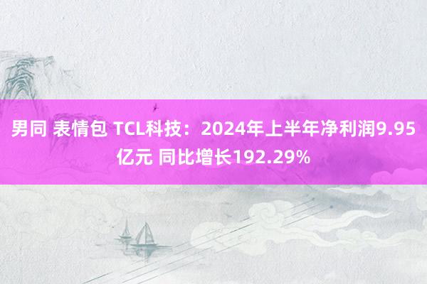 男同 表情包 TCL科技：2024年上半年净利润9.95亿元 同比增长192.29%