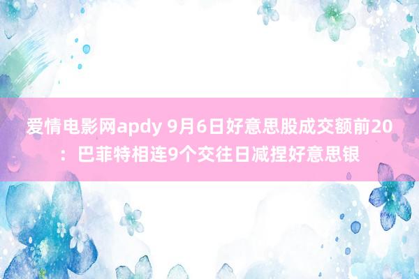 爱情电影网apdy 9月6日好意思股成交额前20：巴菲特相连9个交往日减捏好意思银