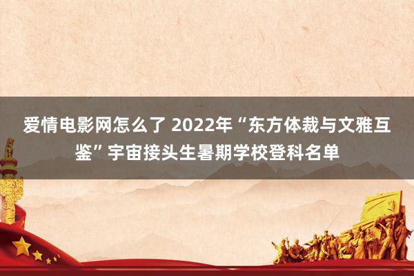 爱情电影网怎么了 2022年“东方体裁与文雅互鉴”宇宙接头生暑期学校登科名单